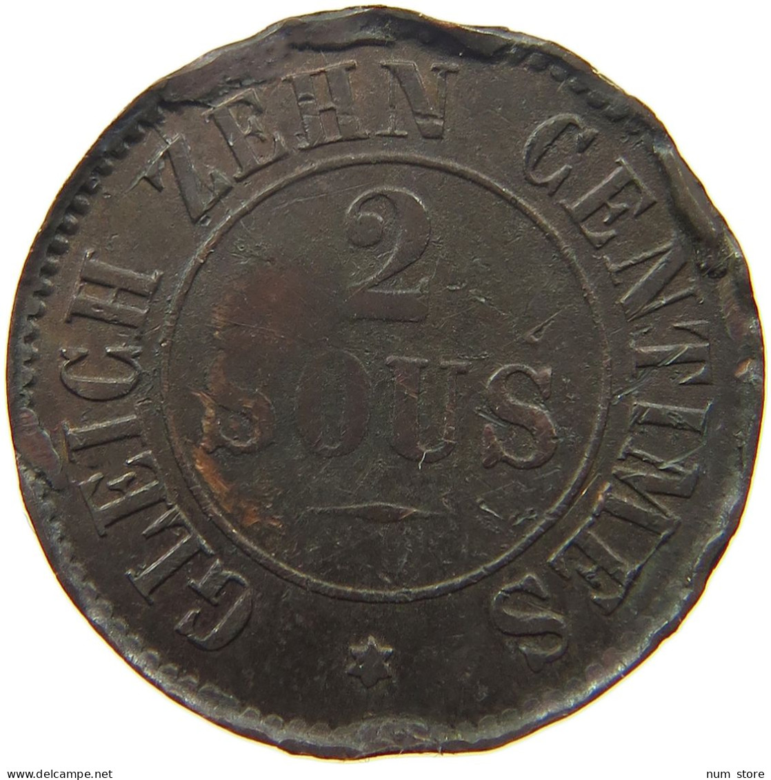 FRANCE 2 SOUS  2 SOUS FORT WANZENAU WERTH MARKE 10 CENTIMES #t130 0219 - Other & Unclassified