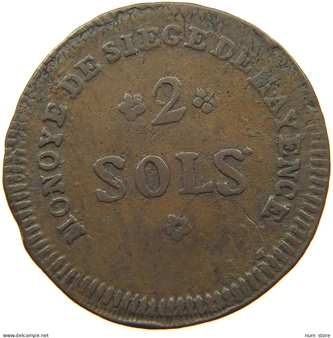 FRANCE 2 SOLS 1793 MAYENCE  #t107 0067 - 1792-1804 Primera República 