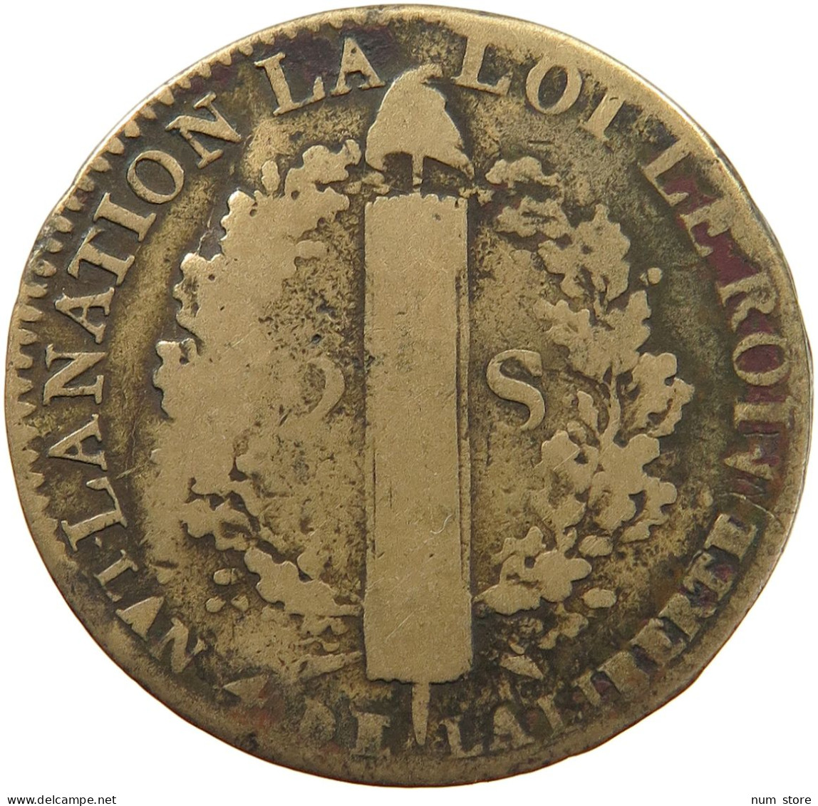 FRANCE 2 SOLS 1792 W Louis XVI. (1774-1793) #t120 0379 - 1791-1792 Verfassung 