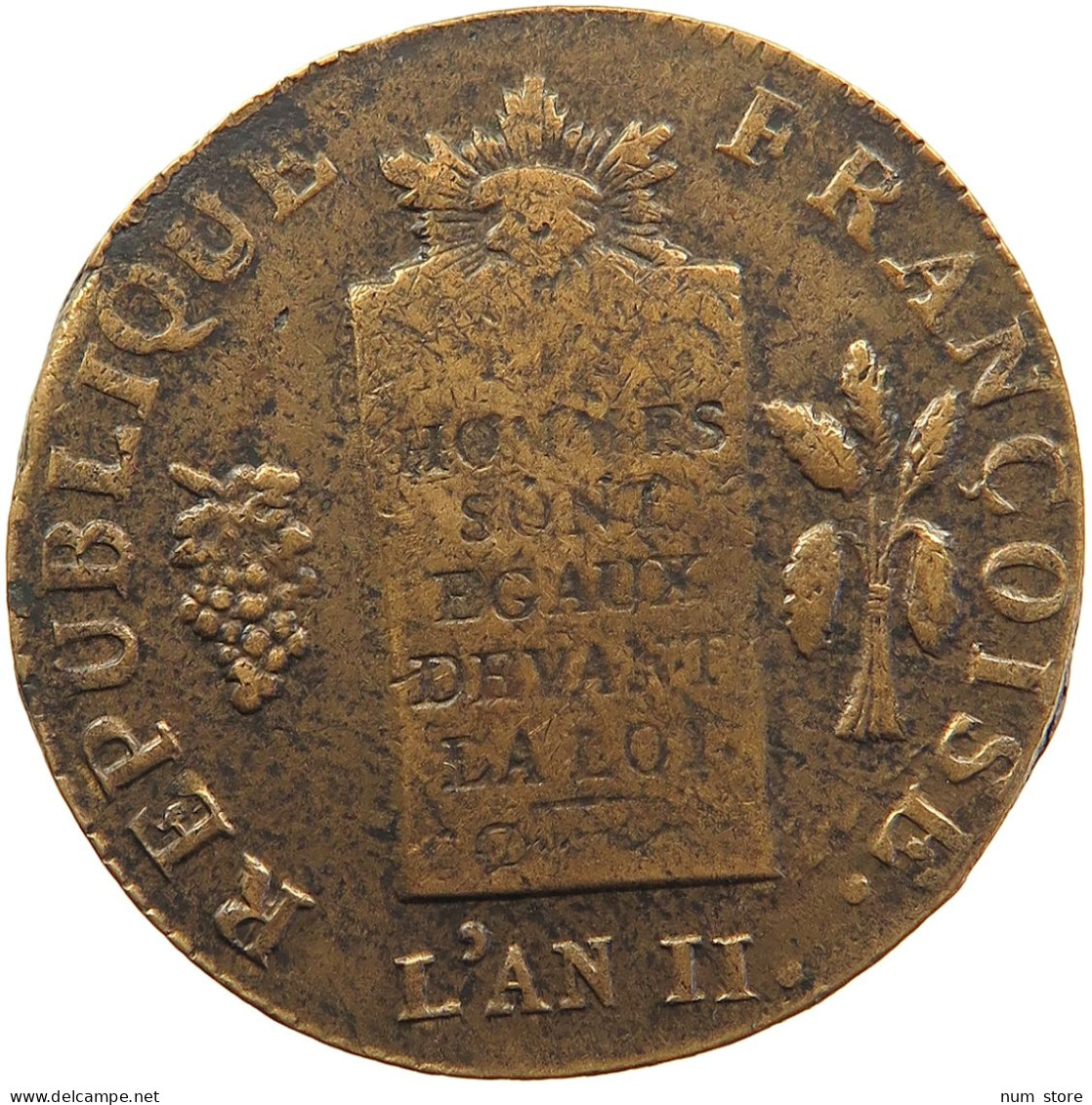 FRANCE 2 SOLS 1793 AA  #t016 0047 - 1792-1804 First French Republic