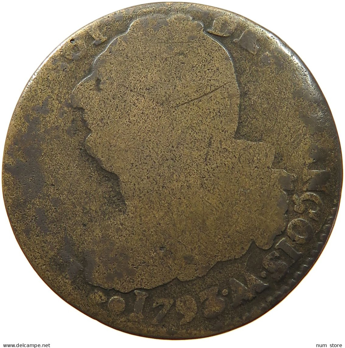 FRANCE 2 SOLS 1793 AA Louis XVI (1774-1793) #a059 0419 - 1792-1804 First French Republic