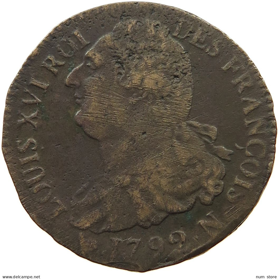 FRANCE 2 SOLS 1792 N MONTPELLIER Louis XVI. (1774-1793) #t146 0083 - 1791-1792 Constitution