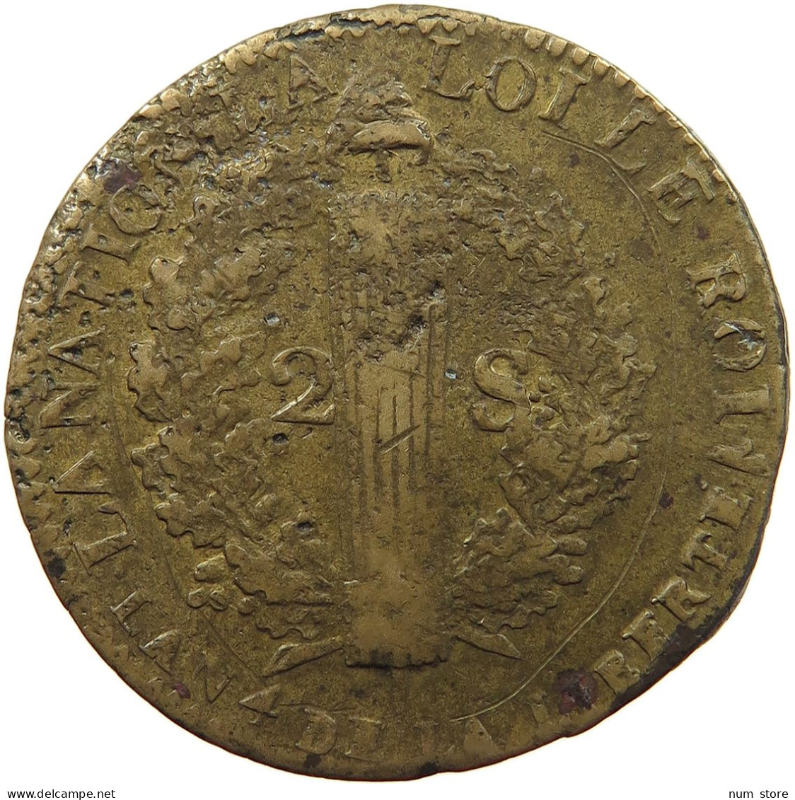 FRANCE 2 SOLS 1792 W Louis XVI (1774-1793) #a002 0253 - 1791-1792 Constitution