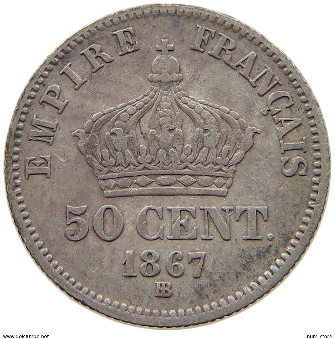 FRANCE 50 CENTIMES 1867 BB Napoleon III. (1852-1870) #a091 0595 - 50 Centimes