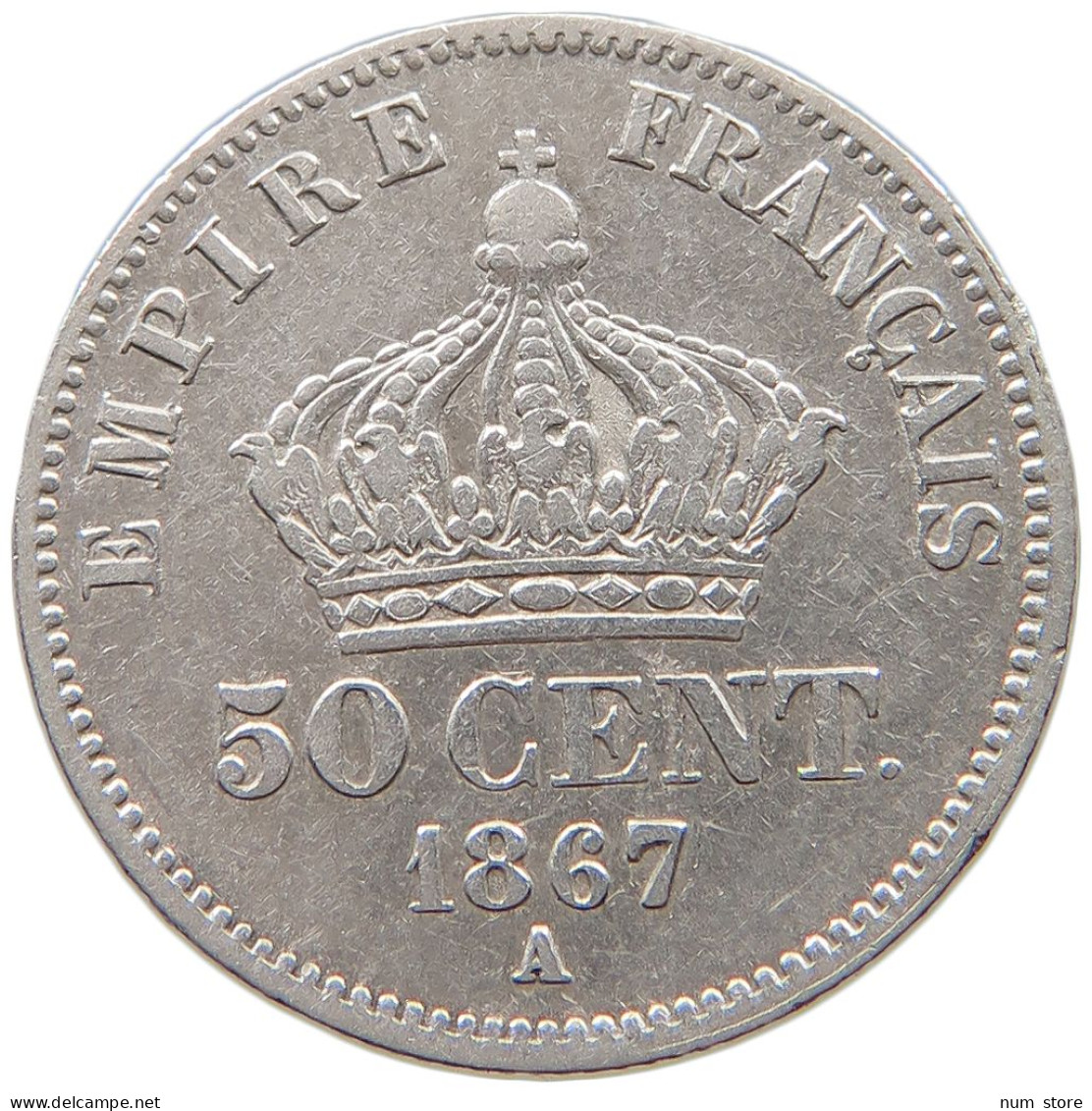 FRANCE 50 CENTIMES 1867 A Napoleon III. (1852-1870) #c052 0229 - 50 Centimes