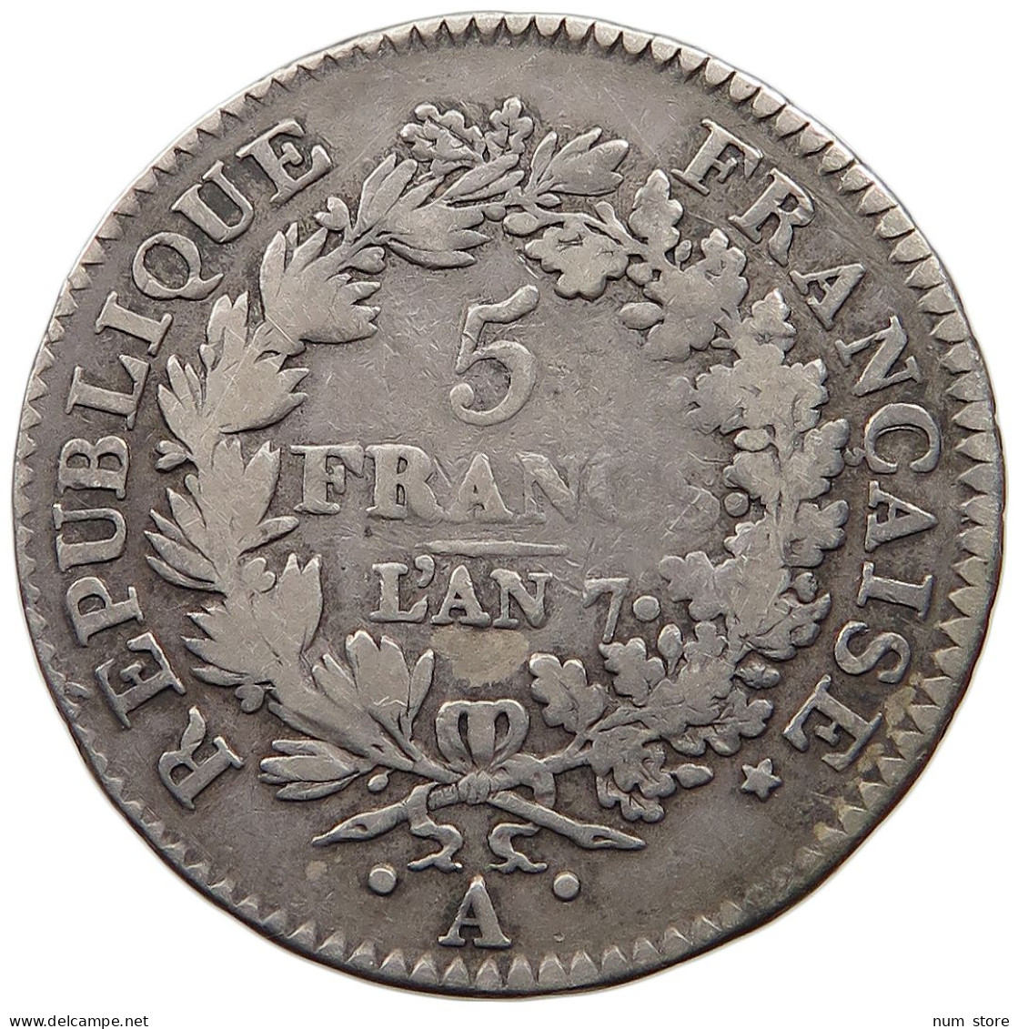 FRANCE 5 FRANCS L'AN 7 A  #t058 0453 - 5 Francs