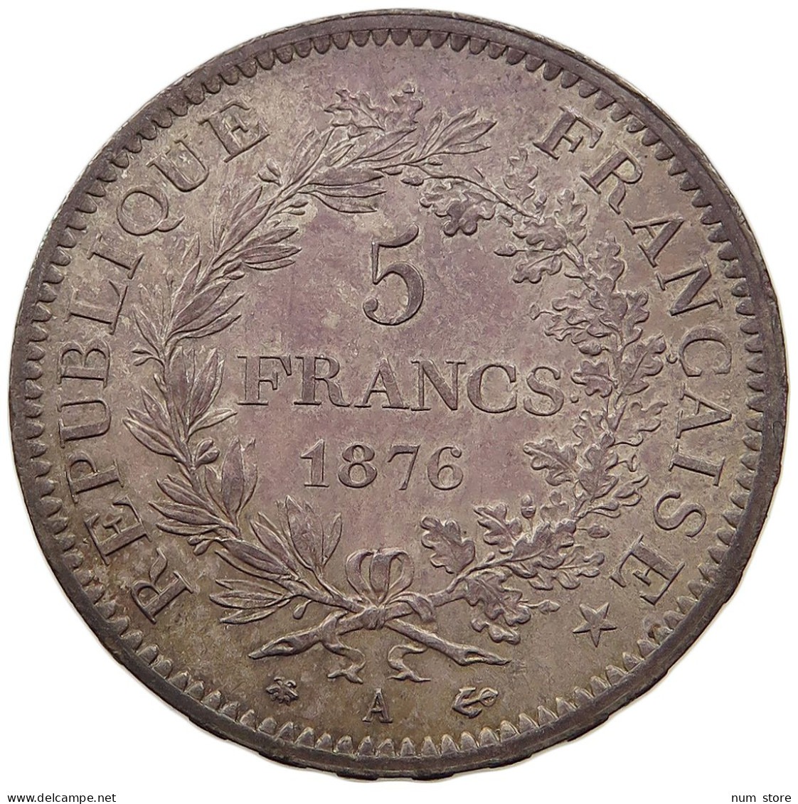 FRANCE 5 FRANCS 1876 A  #t058 0457 - 5 Francs