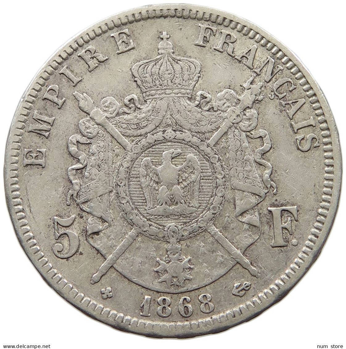 FRANCE 5 FRANCS 1868 BB Napoleon III. (1852-1870) #t005 0169 - 5 Francs