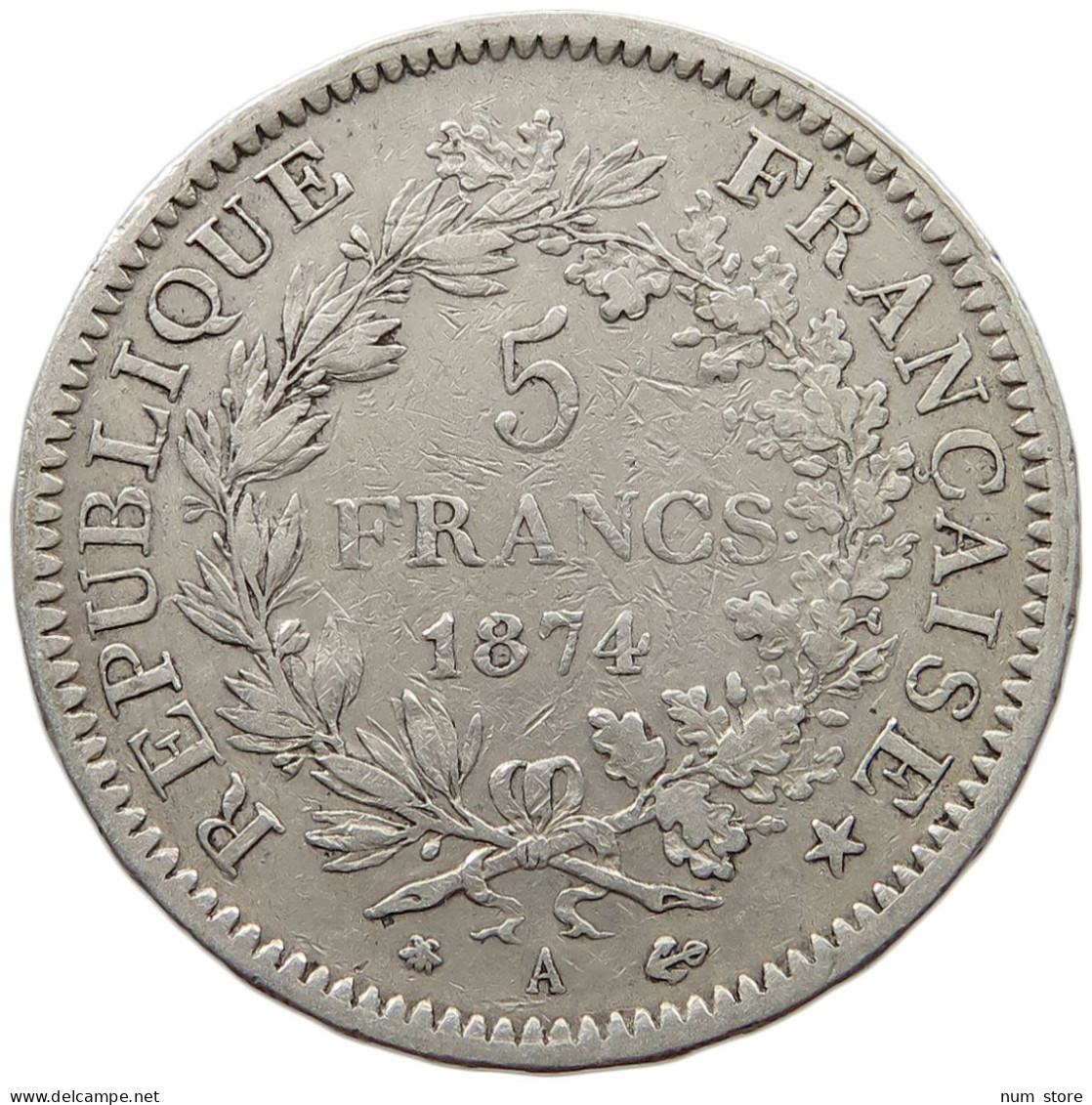 FRANCE 5 FRANCS 1874 A  #t143 0243 - 5 Francs