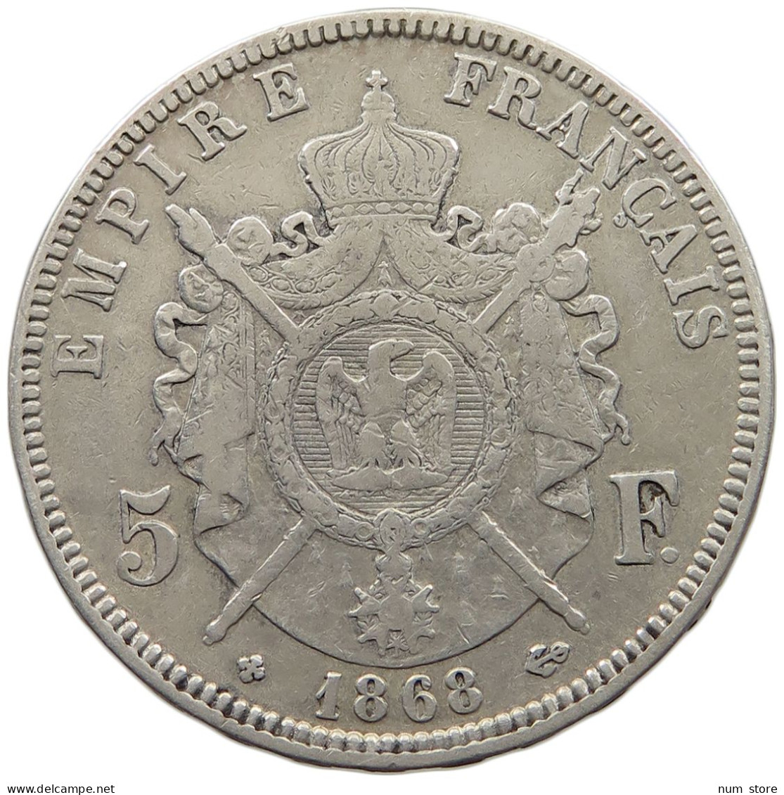 FRANCE 5 FRANCS 1868 BB Napoleon III. (1852-1870) #t005 0171 - 5 Francs