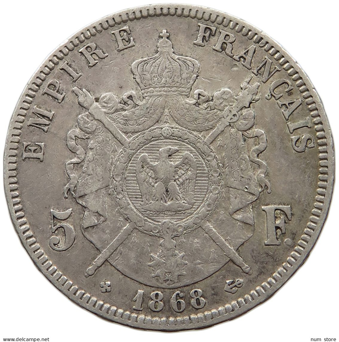 FRANCE 5 FRANCS 1868 BB Napoleon III. (1852-1870) #c058 0083 - 5 Francs