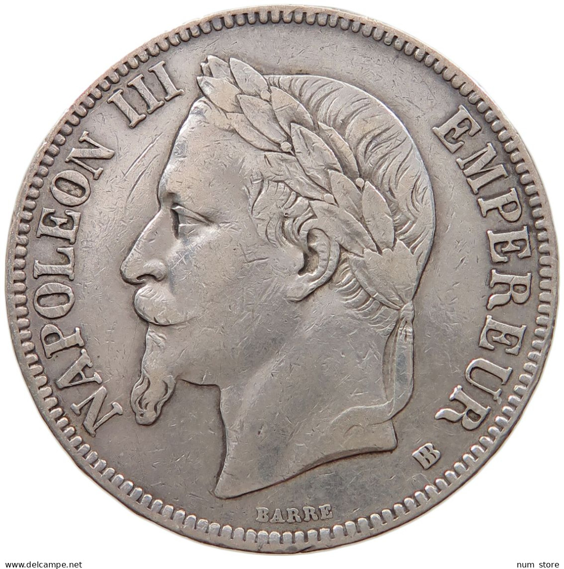 FRANCE 5 FRANCS 1868 BB Napoleon III. (1852-1870) #c057 0367 - 5 Francs