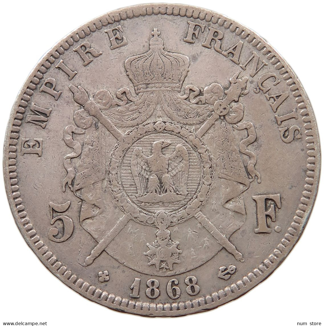 FRANCE 5 FRANCS 1868 BB Napoleon III. (1852-1870) #c057 0367 - 5 Francs