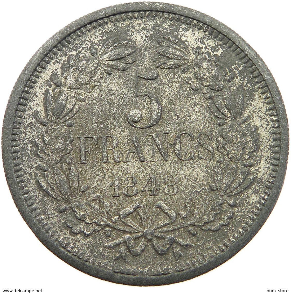 FRANCE 5 FRANCS 1848 5 FRANCS 1848 PIEFORT ON EDGE ZINC #T079 0151 - 5 Francs