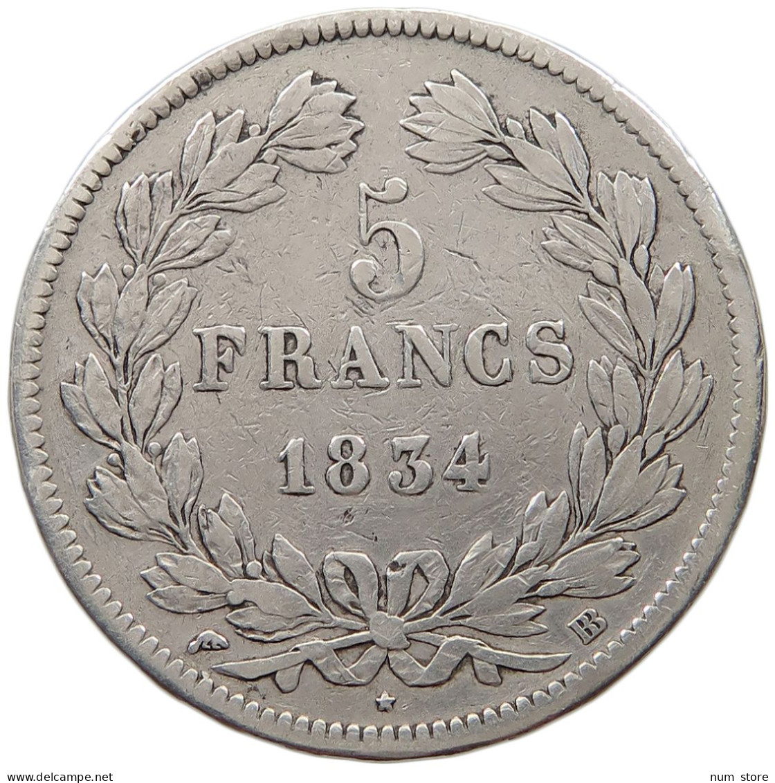 FRANCE 5 FRANCS 1834 BB LOUIS PHILIPPE I. (1830-1848) #a001 0105 - 5 Francs