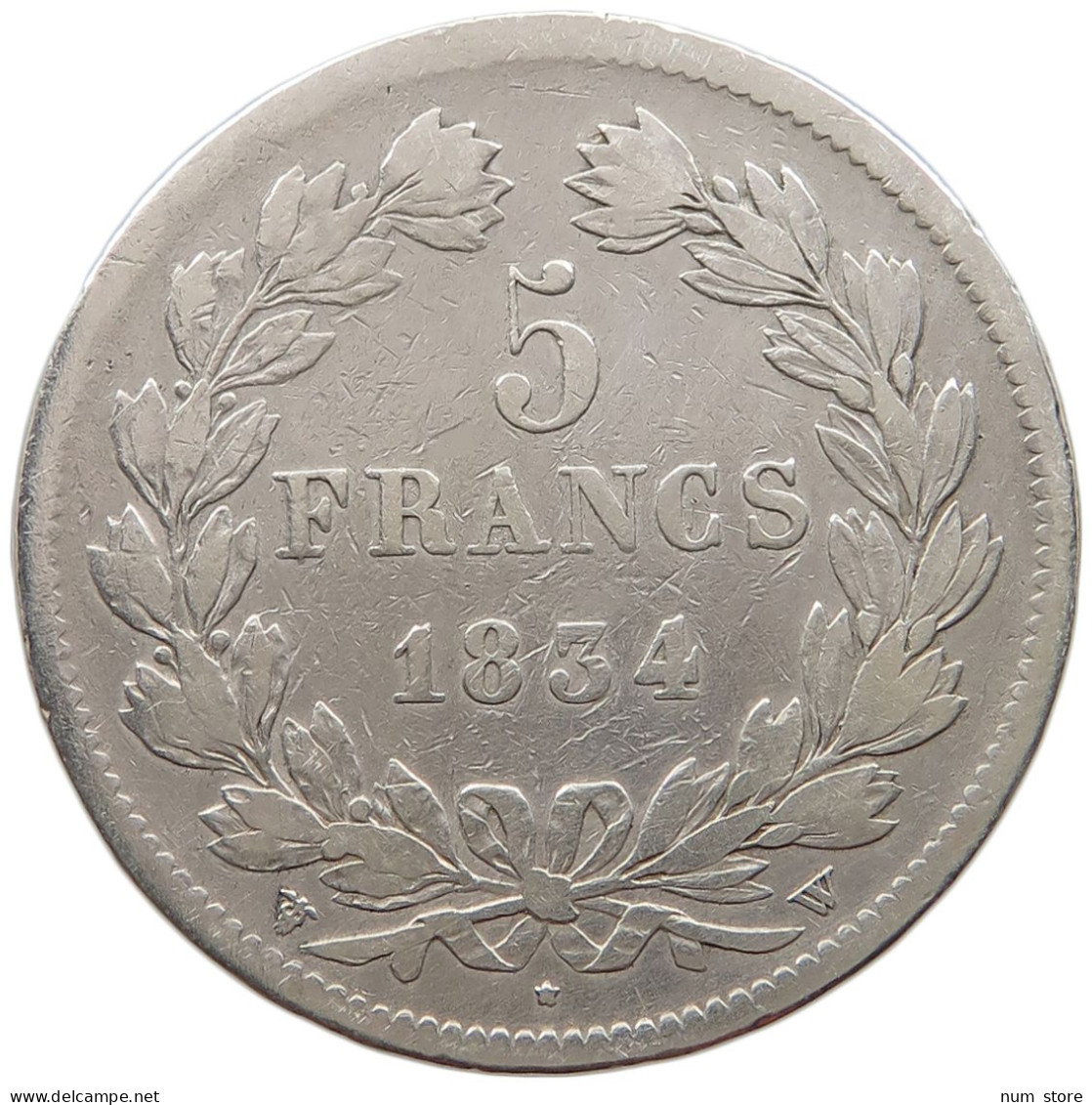 FRANCE 5 FRANCS 1834 W LOUIS PHILIPPE I. (1830-1848) #a001 0083 - 5 Francs