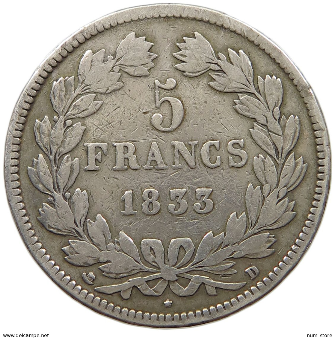 FRANCE 5 FRANCS 1833 D LOUIS PHILIPPE I. (1830-1848) #t159 0031 - 5 Francs