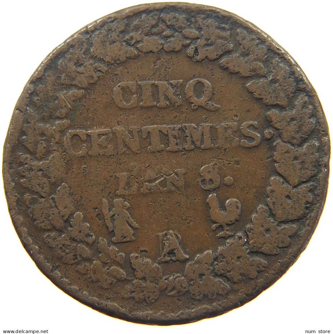 FRANCE 5 CENTIMES L'AN 8 A OVER B 5 CENTIES LAN 8 A OVER B #t001 0103 - 5 Centimes