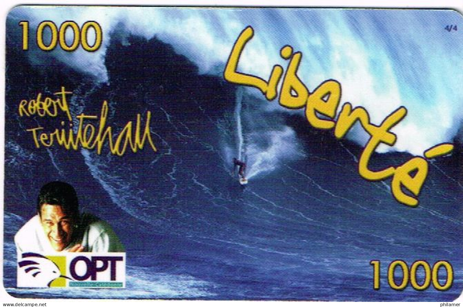 Nouvelle Caledonie Caledonia TELECARTE PHONECARD PREPAYEE LIBERTE 1000 F UT. Robert Teriitehau Surf Planche  EXP 12/07 - Neukaledonien