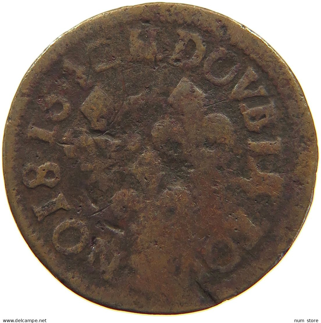 FRANCE DOUBLE TOURNOIS 1642 LOUIS XIII. (1610–1643) #a063 0341 - 1610-1643 Louis XIII The Just
