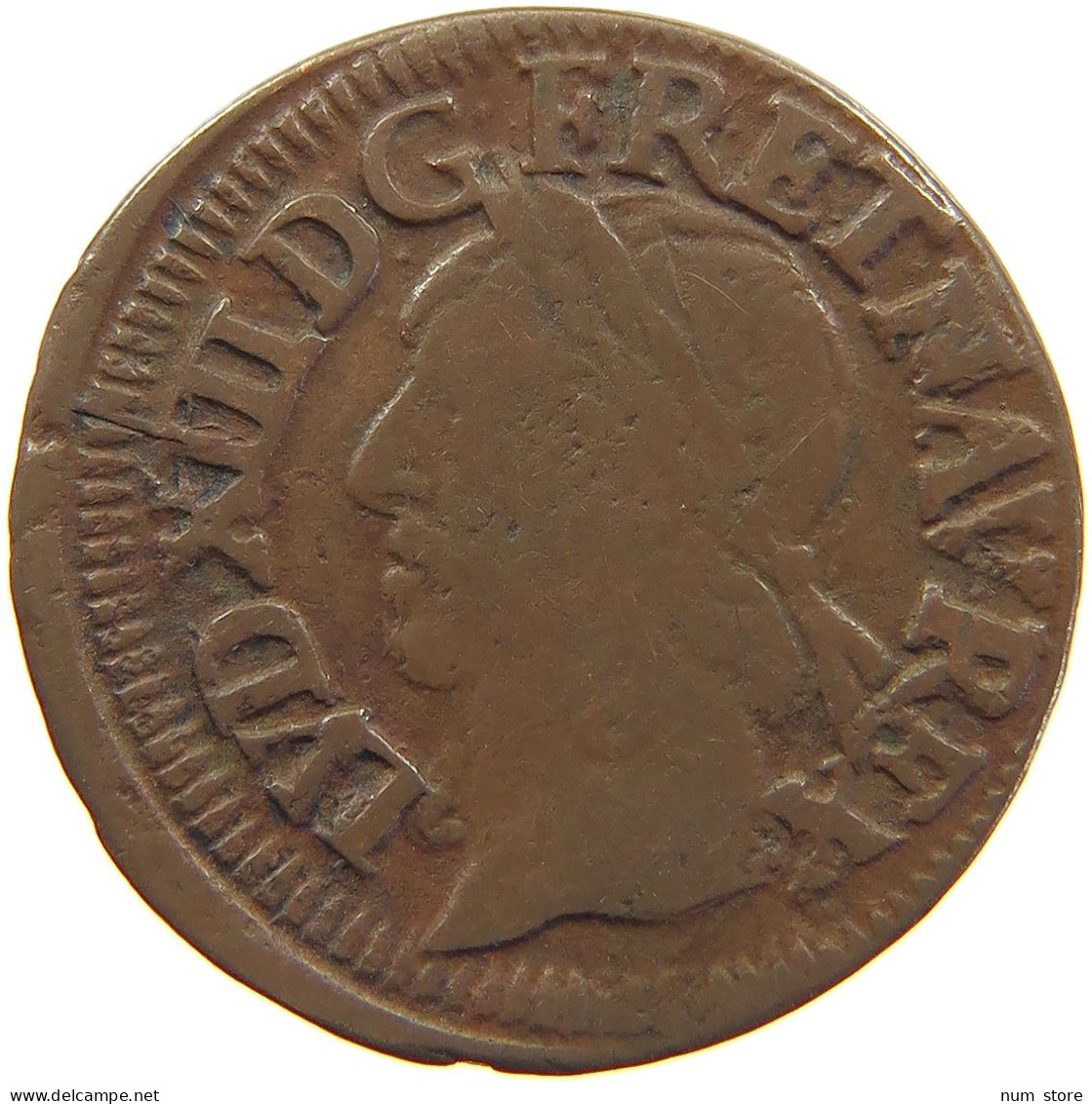 FRANCE DOUBLE TOURNOIS 1642 H LOUIS XIII. (1610–1643) #c034 0197 - 1610-1643 Luis XIII El Justo