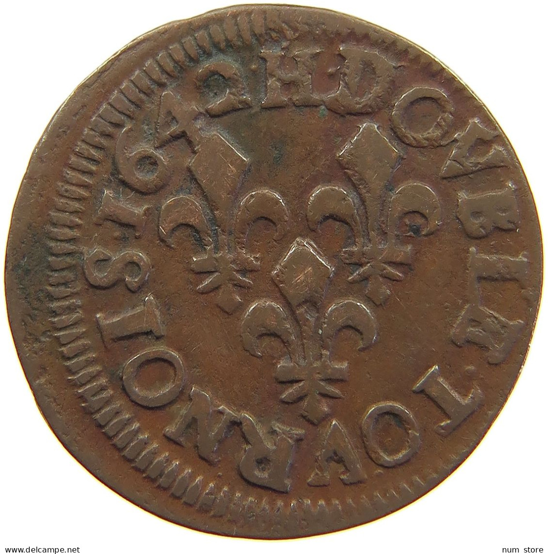 FRANCE DOUBLE TOURNOIS 1642 H LOUIS XIII. (1610–1643) #c034 0197 - 1610-1643 Luis XIII El Justo