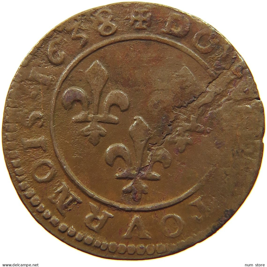 FRANCE DOUBLE TOURNOIS 1638 LOUIS XIII. (1610–1643) #t058 0127 - 1610-1643 Louis XIII The Just