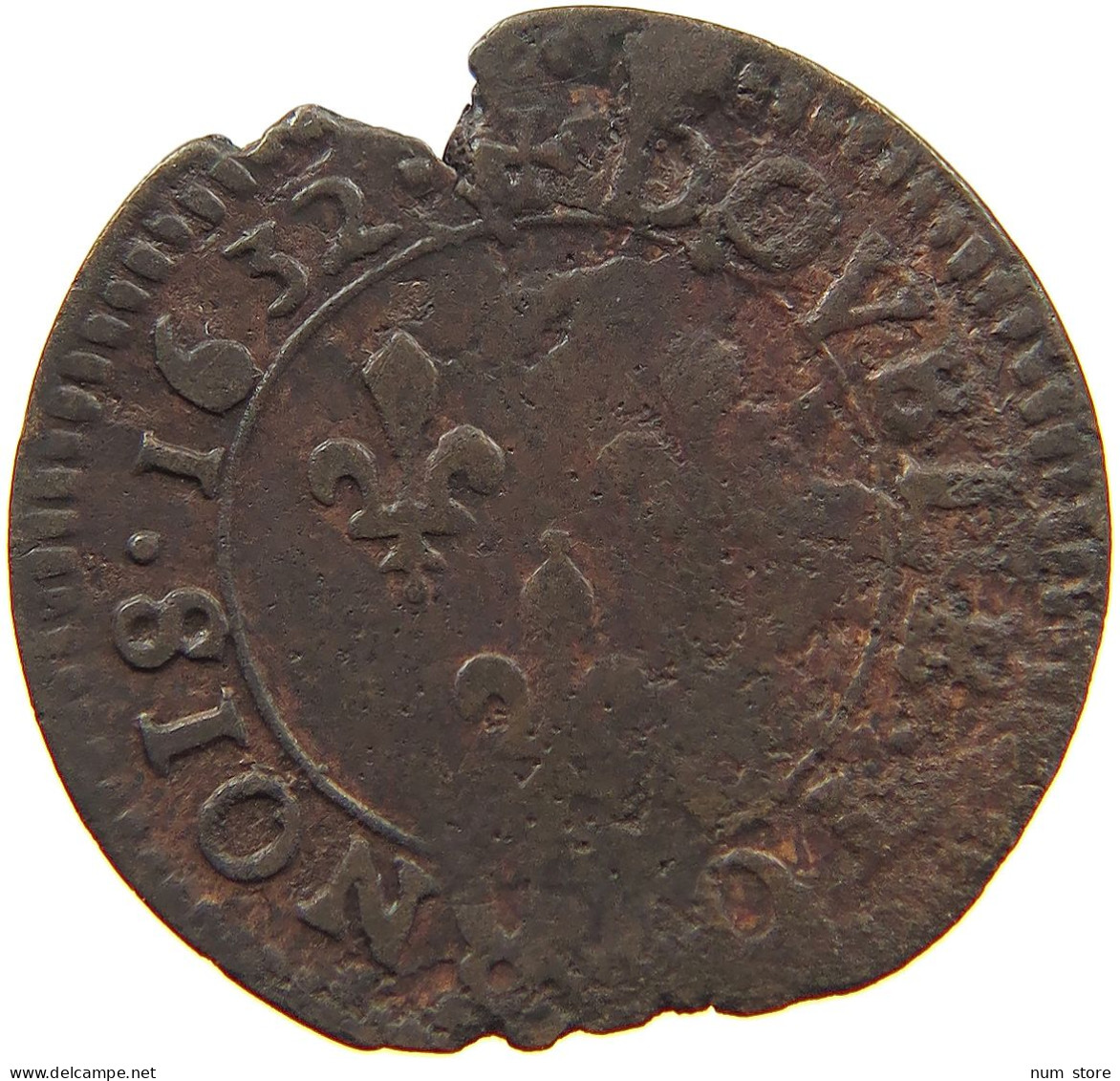 FRANCE DOUBLE TOURNOIS 1632 H LOUIS XIII. (1610–1643) #a016 0035 - 1610-1643 Louis XIII The Just