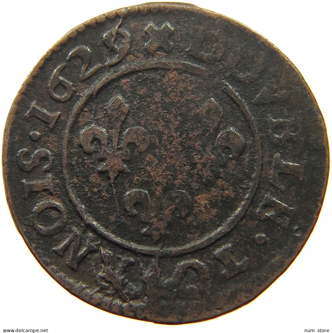 FRANCE DOUBLE TOURNOIS 1629 LOUIS XIII. (1610–1643) #t058 0121 - 1610-1643 Lodewijk XIII Van Frankrijk De Rechtvaardige