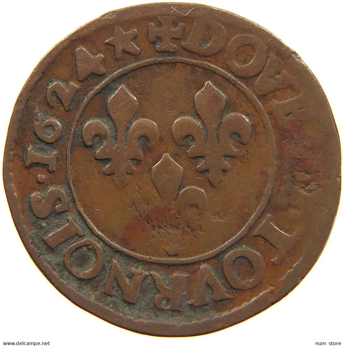 FRANCE DOUBLE TOURNOIS 1624 O LOUIS XIII. (1610–1643) #c034 0225 - 1610-1643 Louis XIII The Just