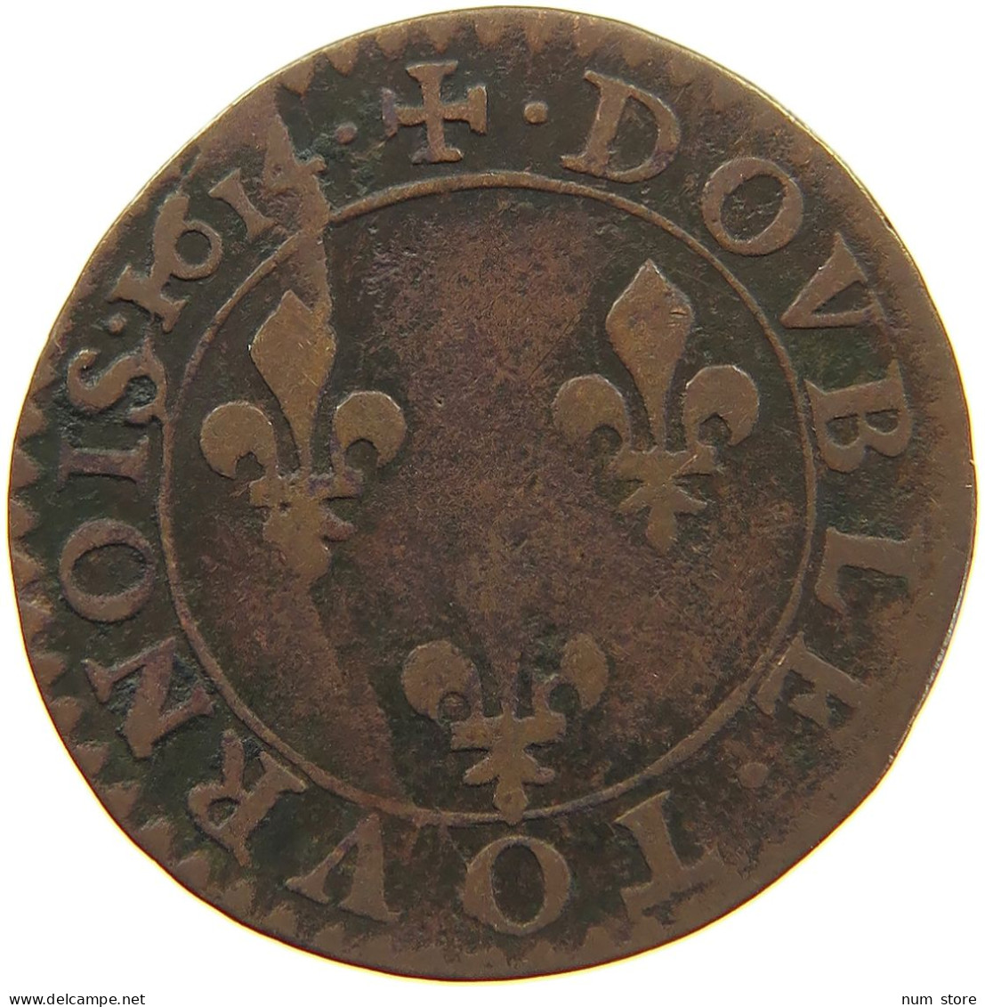 FRANCE DOUBLE TOURNOIS 1614 X AMINES LOUIS XIII. (1610–1643) #c034 0207 - 1610-1643 Louis XIII The Just