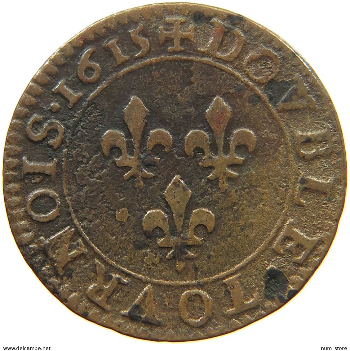 FRANCE DOUBLE TOURNOIS 1615 A LOUIS XIII. (1610–1643) #c024 0517 - 1610-1643 Louis XIII The Just