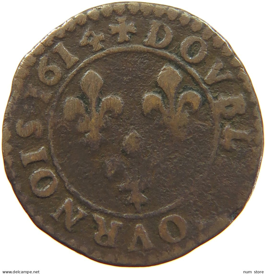 FRANCE DOUBLE TOURNOIS 1613 D LOUIS XIII. (1610–1643) #c034 0209 - 1610-1643 Luis XIII El Justo