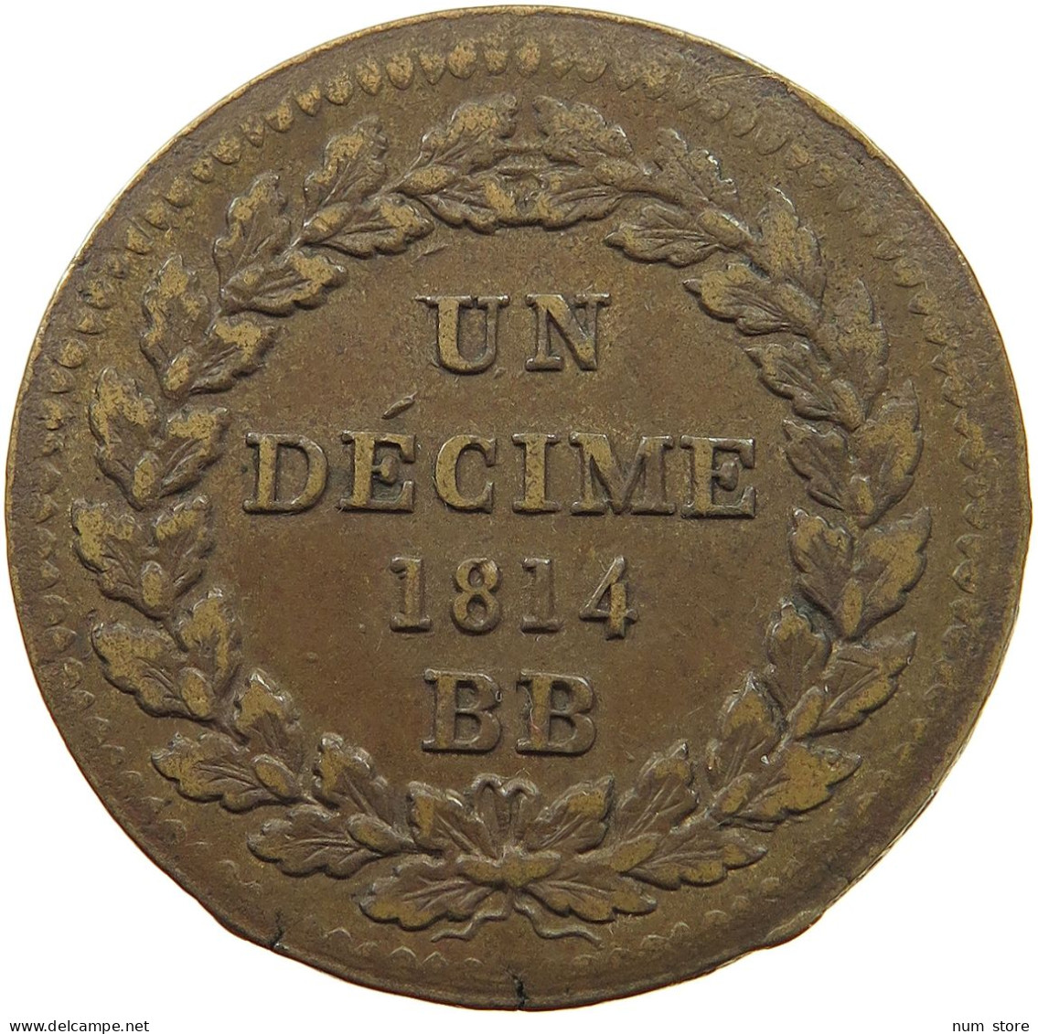 FRANCE DECIME 1814 BB Napoleon I. (1804-1814, 1815) DECIME 1814 BB WITHOUT DOTS AFTER DATE #t058 0013 - Other & Unclassified