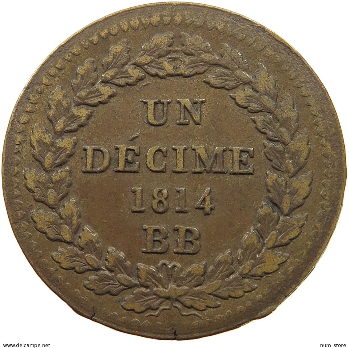 FRANCE DECIME 1814 BB Napoleon I. (1804-1814, 1815) DECIME 1814 BB WITHOUT DOTS AFTER DATE #t058 0013 - Altri & Non Classificati