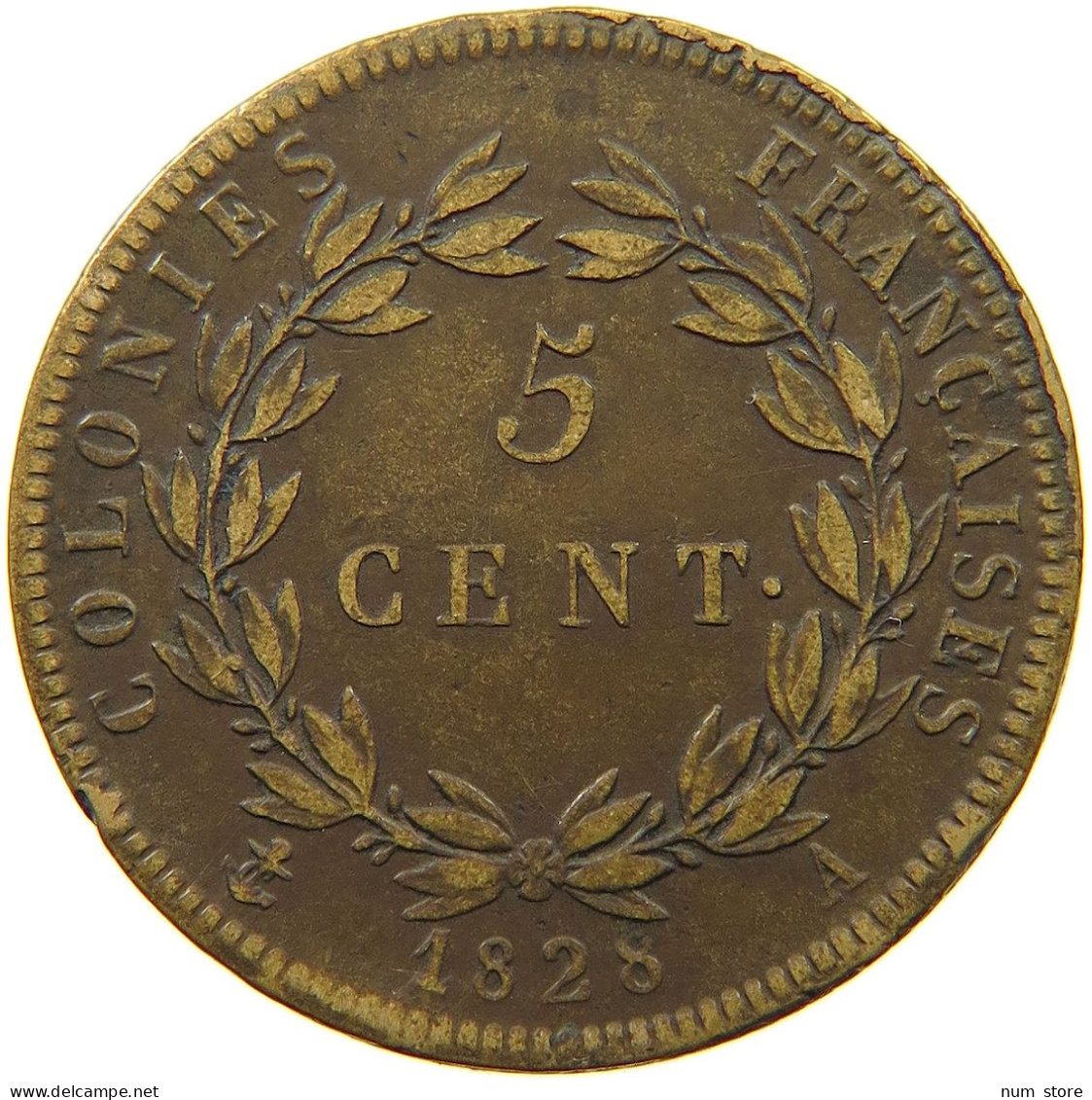 FRANCE COLONIES 5 CENTIMES 1828 A Charles X. (1824-1830) #t112 0125 - Franse Koloniën (1817-1844)