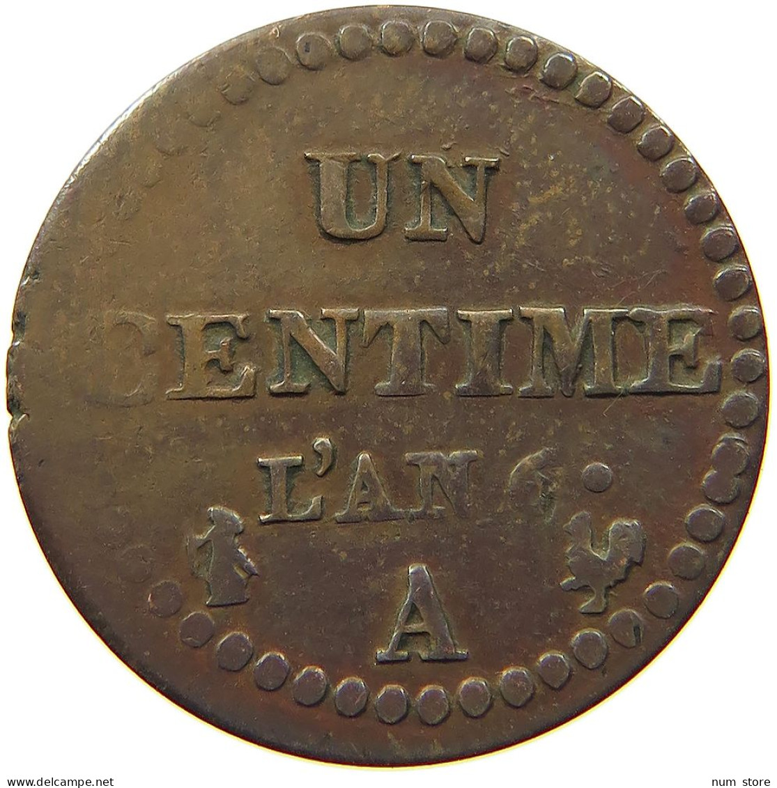 FRANCE CENTIME AN 6 A OFF-CENTER #s037 0031 - 1 Centime