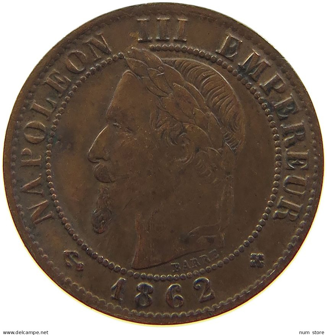 FRANCE CENTIME 1862 BB Napoleon III. (1852-1870) #s012 0155 - 1 Centime