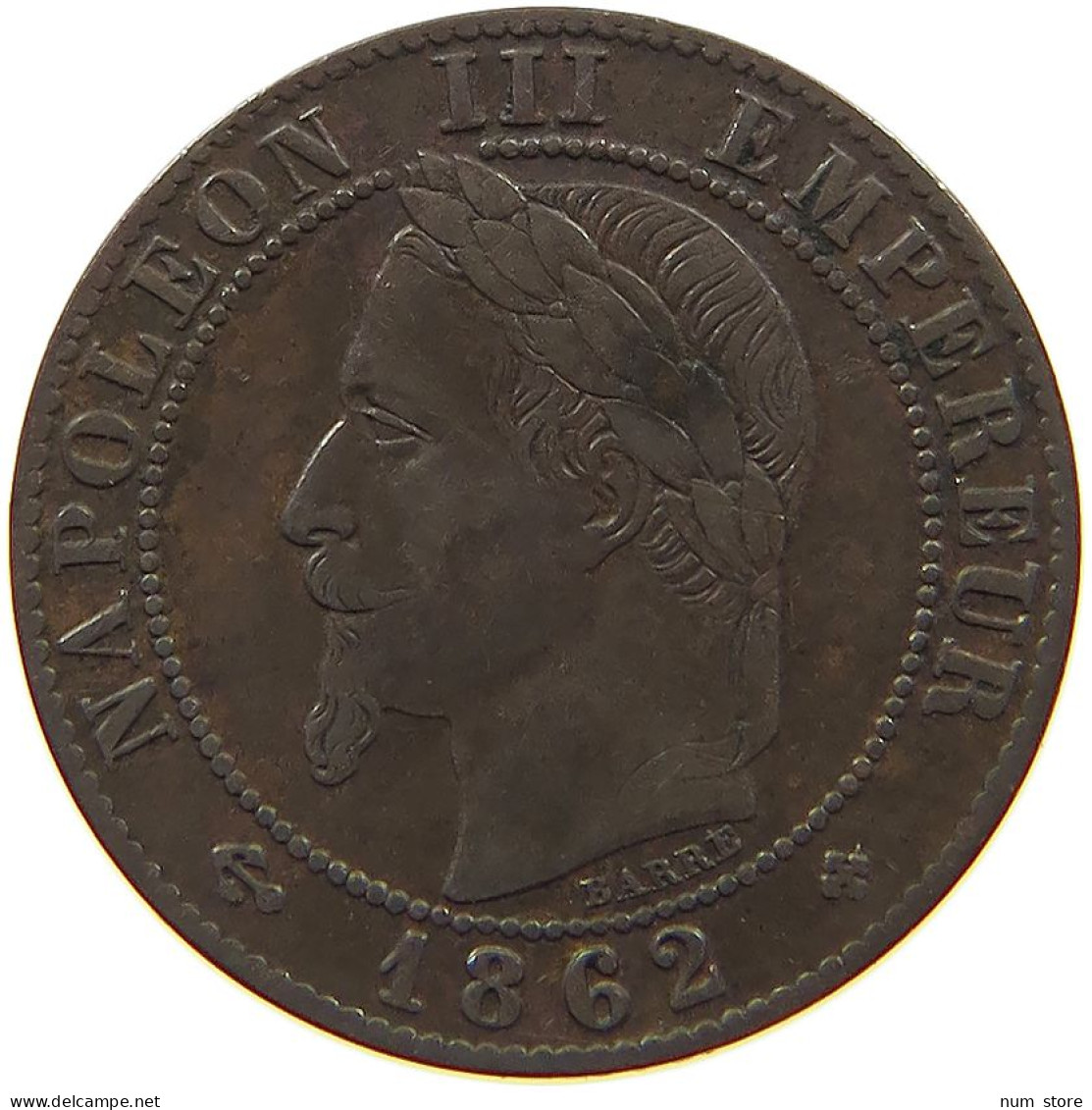 FRANCE CENTIME 1862 BB Napoleon III. (1852-1870) #t157 0207 - 1 Centime