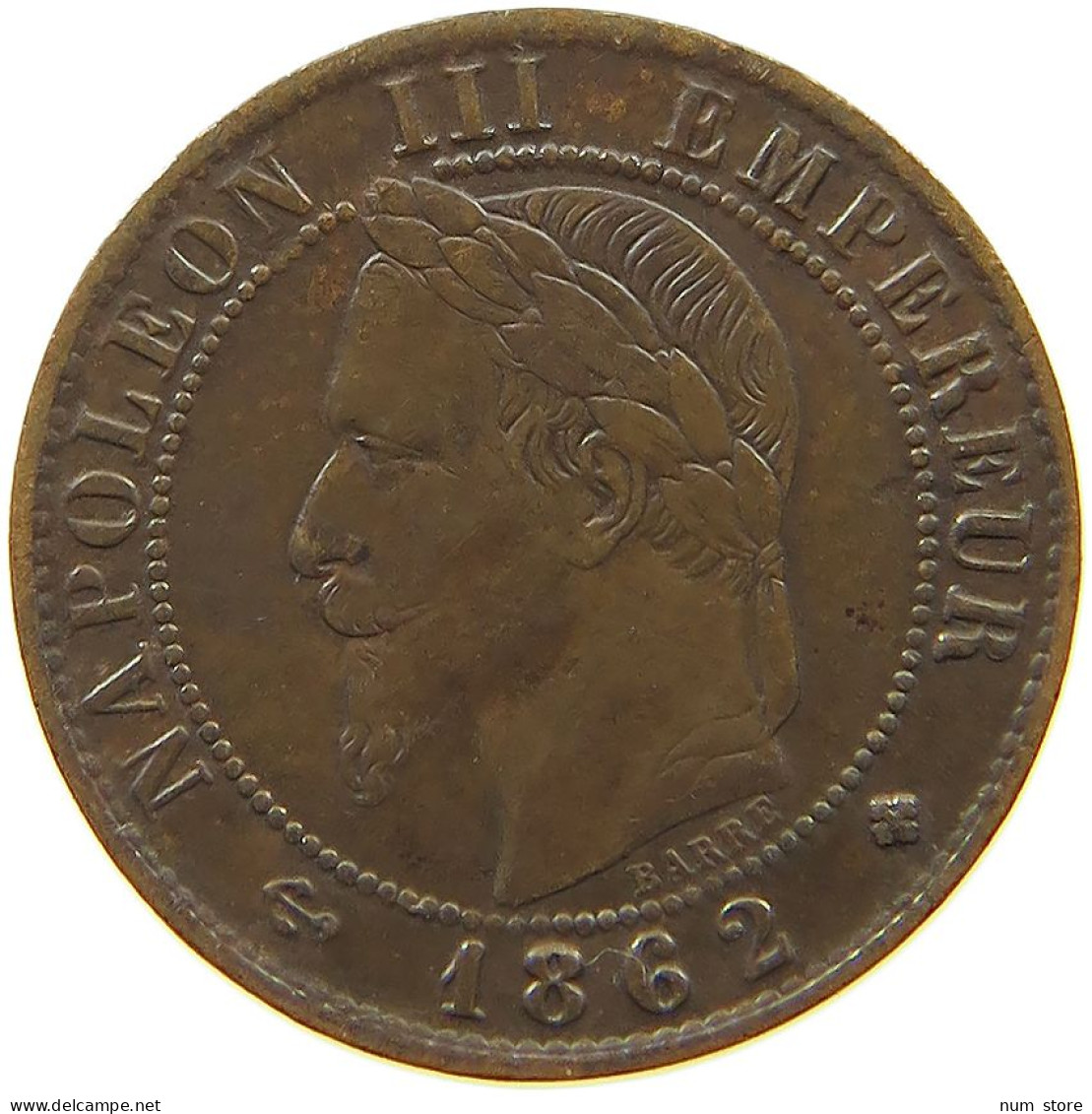 FRANCE CENTIME 1862 BB Napoleon III. (1852-1870) #a015 0173 - 1 Centime