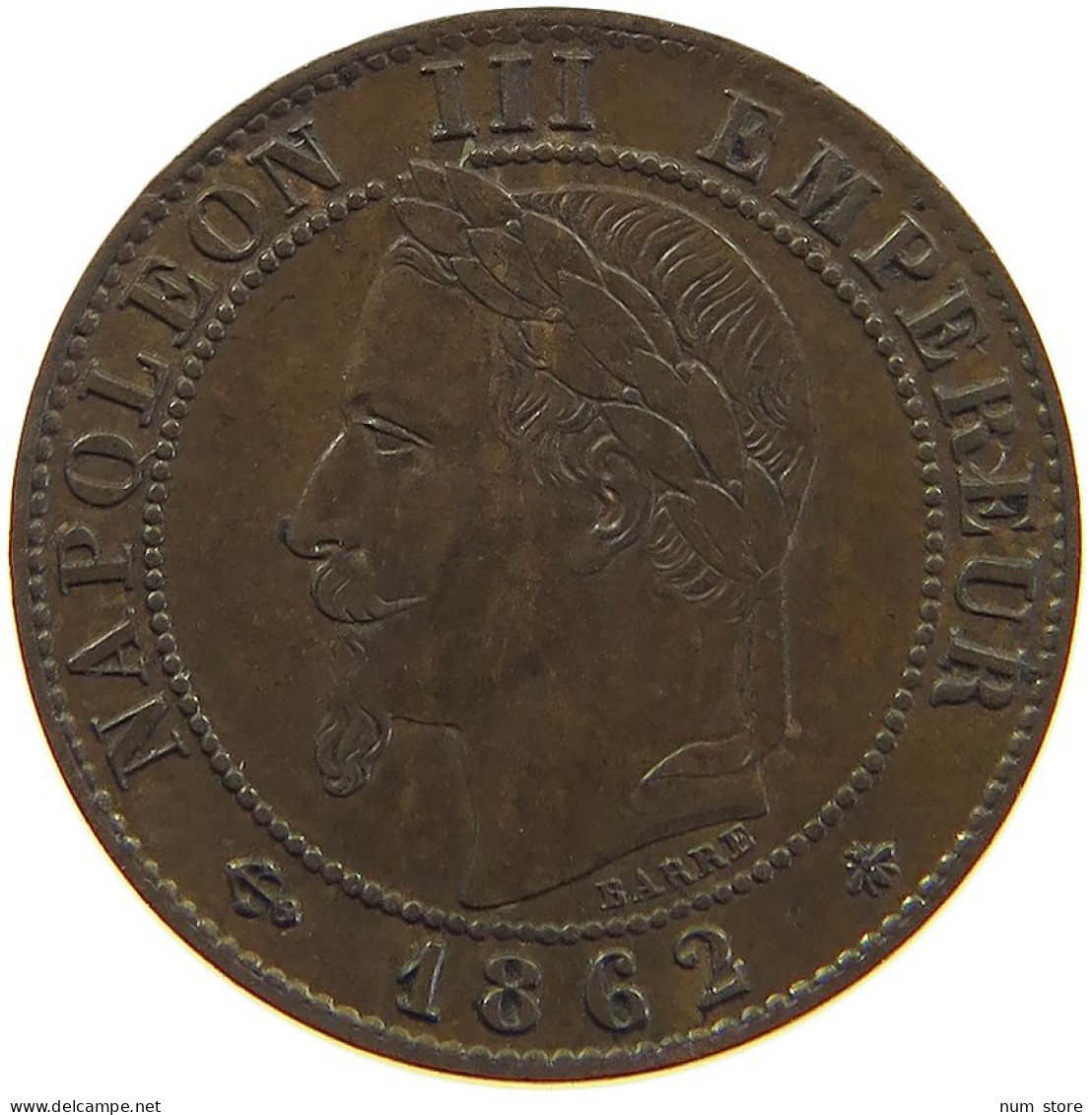 FRANCE CENTIME 1862 A Napoleon III. (1852-1870) #t001 0475 - 1 Centime