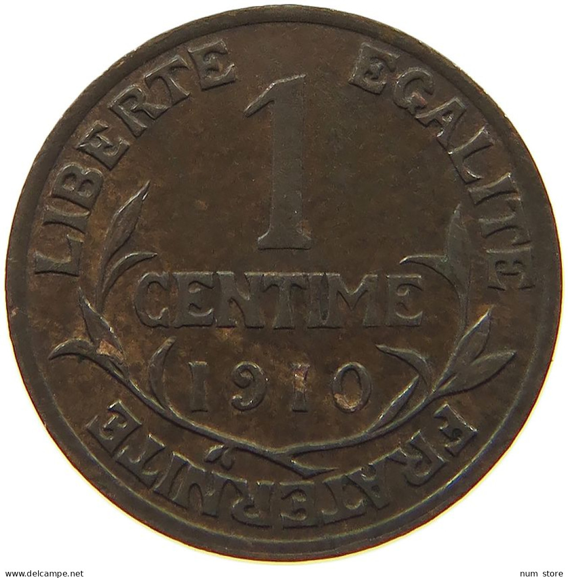 FRANCE CENTIME 1910 RARE #t157 0205 - 1 Centime