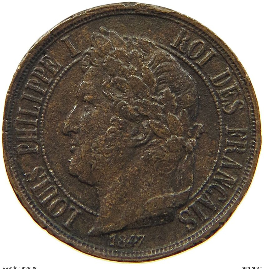 FRANCE CENTIME 1847 CENTIME 1847 LOUIS I. CAST PATTERN #t084 0161 - Andere & Zonder Classificatie