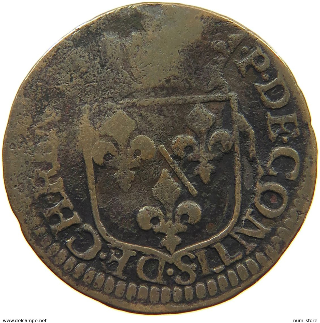 FRANCE CHATEAU RENAUD DOUBLE LIARD 1613 LOUIS XIII. (1610–1643) #c024 0525 - 1610-1643 Luis XIII El Justo