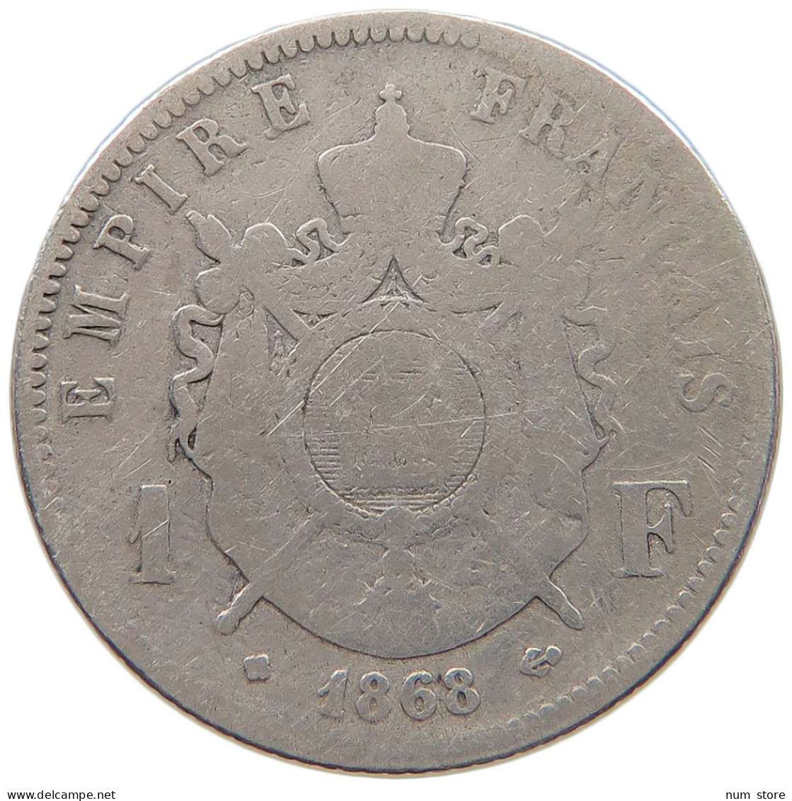 FRANCE FRANC 1868 BB Napoleon III. (1852-1870) #a044 0593 - 1 Franc