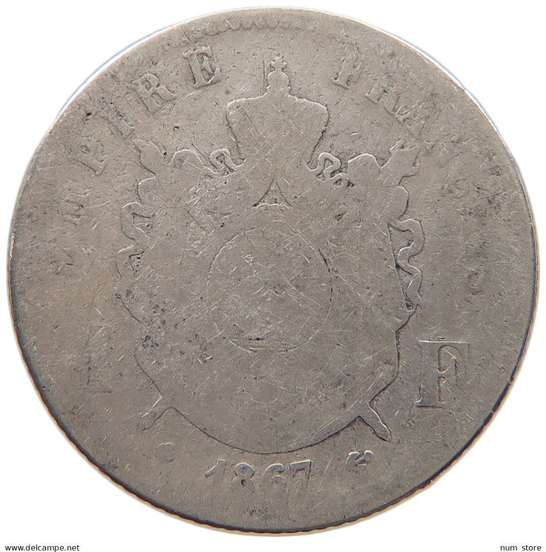 FRANCE FRANC 1867 BB Napoleon III. (1852-1870) #a044 0595 - 1 Franc