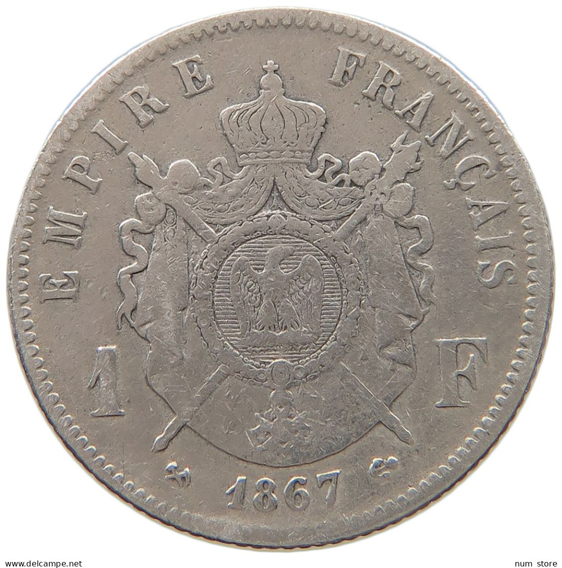 FRANCE FRANC 1867 K Napoleon III. (1852-1870) #a044 0591 - 1 Franc