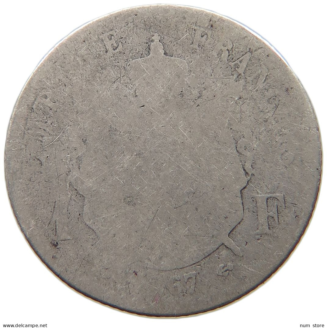 FRANCE FRANC 1867 BB Napoleon III. (1852-1870) SATIRIQUE COUNTERMARKED SEDAN #a044 0795 - 1 Franc