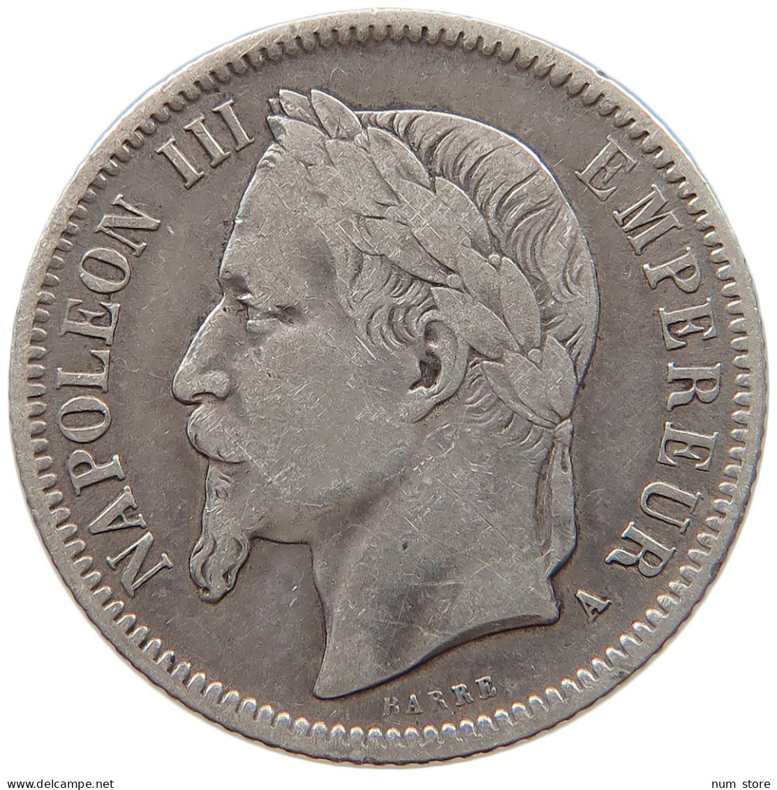 FRANCE FRANC 1867 A Napoleon III. (1852-1870) #s008 0245 - 1 Franc