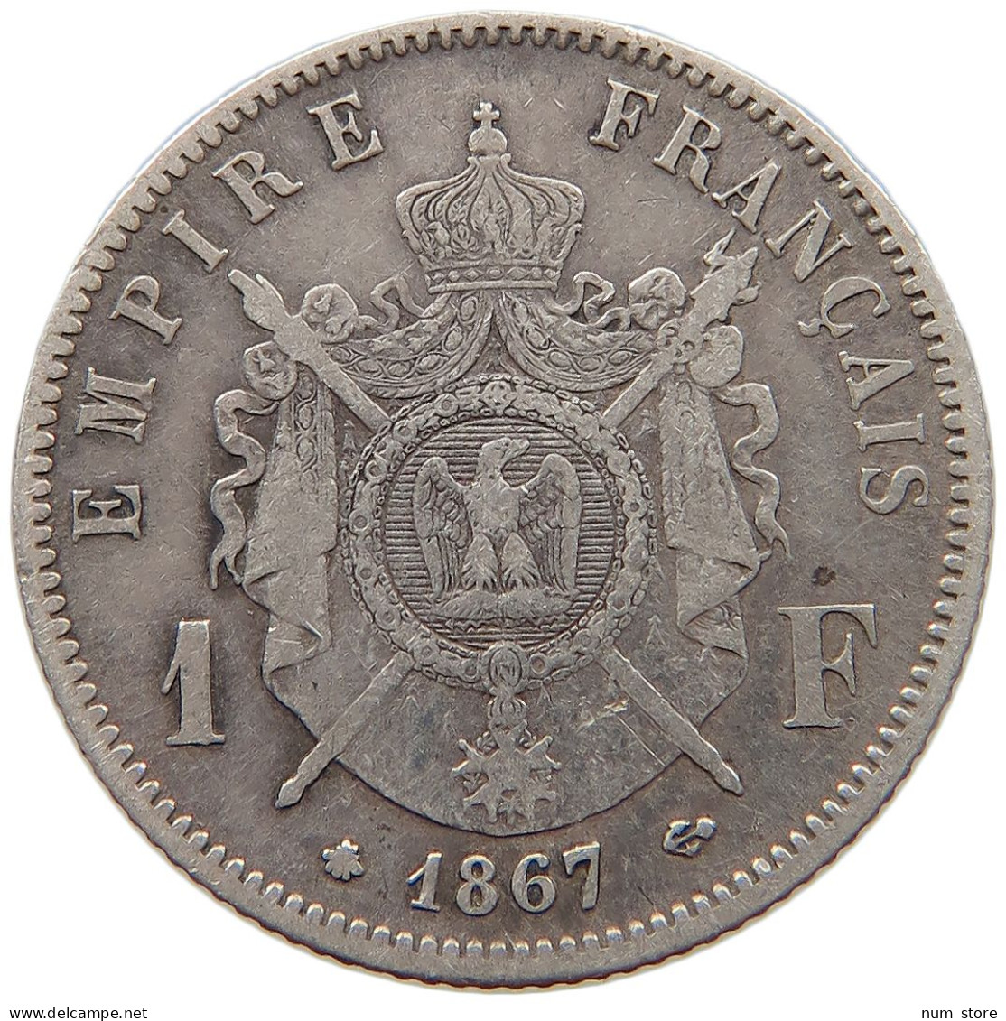 FRANCE FRANC 1867 A Napoleon III. (1852-1870) #s008 0245 - 1 Franc